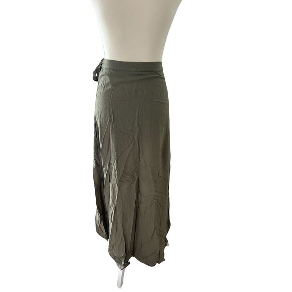 H&M Womens Sage Green Wrap MIDI Skirt Size 6 - Picture 2 of 2